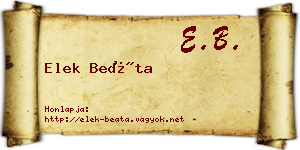 Elek Beáta névjegykártya